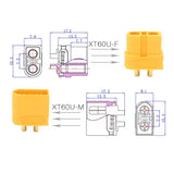 Amass XT60U Male and Female Yellow EU Certified Aircraft Model Power Battery Plug Connector (10 sets)