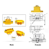 Amass XT60e1-M F XT60e-F XT60 E-F XT60em Male And Female Through Panel XT60 Mountable Screw Mount Pair Housing Connector (10 pcs)