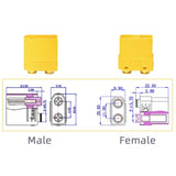 Amass XT90PB-M/F Male and Female PCB Vertical Welding Version High Current Power Model Airplane Plug Connector (5 pairs)