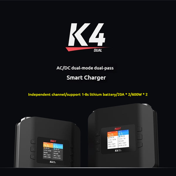ISDT K4 1~8S Lithium Battery Smart Charger  AC 400W/DC 600W*2 Dual Mode Dual Channel