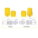 Amass MT Series MT60 Three-pin Plug Motor ESC Socket XT60 Upgraded Version 3 Hole Connector Yellow (10 sets)