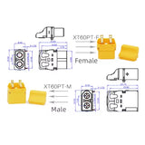 Amass XT60PT-M/F Male and Female PCB Soldering Version Connector for RC Battery/Charger/Brushless Motor (10 sets)