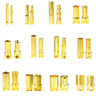 Factory Wholesale Amass 2.0/3.0/3.5/4.0/5.0/5.5/6.0/6.5/8.0mm 24K Real Gold Full Series Banana Head Gold Bullet Banana Connector (20 sets)