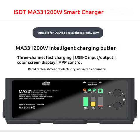 ISDT MA331 for DJI Air 3 Charging Hub,200W 3 Channel Smart Battery Charger