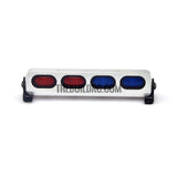 RC 1/10 1/8 LED Light Bar with Round Red/Blue Lenses -5 flashing Modes - Silver Aluminum Frame