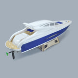 37" RC EP Epoxy Fiberglass Princess Scale Cruiser ARR Boat Hull (Hardware Pre-installed) - White / Blue