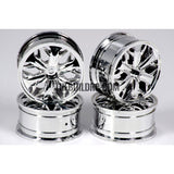 1/10 RC Car Hip-hop Style Metallic Plate Silver Wheel Set D - Silver