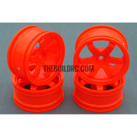 1/10 RC Car 6 Spoke 3mm Offset Drift 26mm Wheel Rim Set - Orange