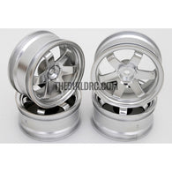 1/10 RC Car 6 Spoke 3mm Offset Drift 26mm Wheel Rim Set - Silver