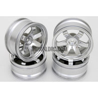 1/10 RC Car 6 Spoke 6mm Offset Drift 26mm Wheel Rim Set - Silver