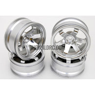 1/10 RC Car 6 Spoke 9mm Offset 26mm Drift Wheel Rim Set - Silver