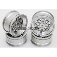 1/10 RC Car VINTAGE SAKURA FR 3 Offset 26mm CHROME Wheel Rim Set