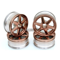 1/10 RC Car 6 Spoke 3mm Offset Drift 26mm Wheel Rim Set - Brown