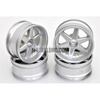 1/10 RC Car 6 Spoke 9mm Offset Drift 26mm Wheel Rim Set - Silver