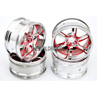 1/10 RC Car 6 Spoke 9mm Offset Sporty Wheel 4pcs - Red