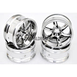 1/10 RC Car 6 Spoke 9mm Offset Sporty Wheel 4pcs - Silver / Black