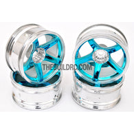 1/10 RC Car 5 Spoke 9mm Offset 26mm Drift Wheel Rim Set - Light Blue