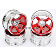 1/10 RC Car 5 Spoke 9mm Offset 26mm Drift Wheel Rim Set - Red