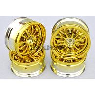 1/10 RC Car 26mm Metallic Plate 12 Removeable Spoke Wheel 4pcs - Gold