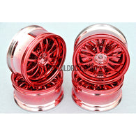 1/10 RC Car 26mm Metallic Plate 12 Removeable Spoke Wheel 4pcs - Red