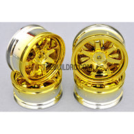 1/10 RC Car 26mm Metallic Plate 7 Removeable Spoke Wheel 4pcs - Gold