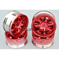 1/10 RC Car 26mm Metallic Plate 7 Removeable Spoke Wheel 4pcs - Red