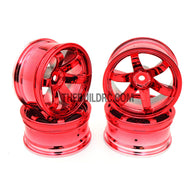 1/10 RC Car 26mm 6 Spoke 3mm Offset DRIFT Metallic Wheel Rim 4pcs - Red