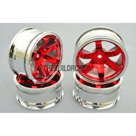 1/10 RC Car 26mm 6 Spoke 3mm Offset DRIFT Metallic Wheel Rim 4pcs - Red / Silver