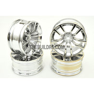 1/10 RC R/c Racing On-Road DRIFT Car 10 Spoke 2mm Offset 26mm Alloy Wheel Rim 4pcs - Silver