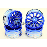 1/10 RC Car 26mm 12 Spoke 6mm Offset DRIFT Metallic Wheel Rim 4pcs - Blue