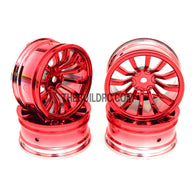 1/10 RC Car 26mm 12 Spoke 6mm Offset DRIFT Metallic Wheel Rim 4pcs - Red