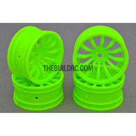 1/10 RC Car 26mm 12 Spoke 6mm Offset DRIFT Sport Wheel Rim 4pcs - Green