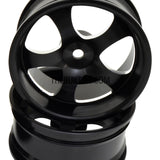 1/10 RC Car High Quality One-Piece Cast 5 Spoke Triangle Style 3mm Offset DRIFT Alloy Wheel Sports (4pcs) - Black