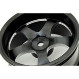 1/10 RC Car High Quality One-Piece Cast 5 Spoke Triangle Style 3mm Offset DRIFT Alloy Wheel Sports (4pcs) - Black