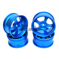 1/10 RC Car High Quality One-Piece Cast 5 Spoke Triangle Style 3mm Offset DRIFT Alloy Wheel Sports (4pcs) - Blue