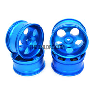 1/10 RC Car High Quality One-Piece Cast 5 Spot 3mm Offset DRIFT Alloy Wheel Sports (4pcs) - Blue