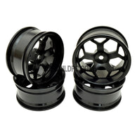 1/10 RC Car High Quality One-Piece Cast 5 Spoke Spider Hexagon style 3mm Offset DRIFT Alloy Wheel Sports (4pcs) - Black